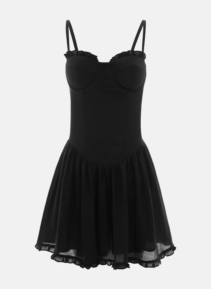 Lichi Mini dress with ruffles on bodice and puffy skirt